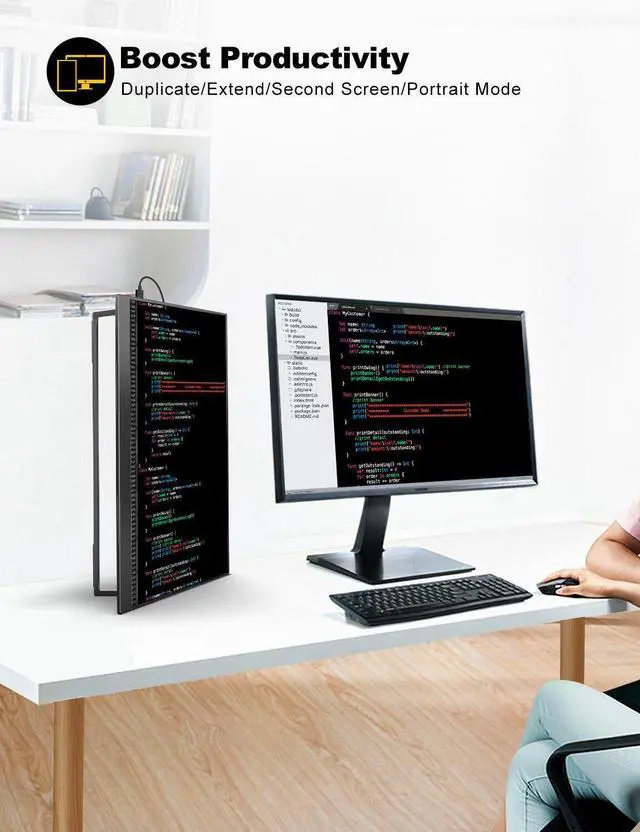 Alt view image 6 of 7 - Portable Monitor 17.3", FHD 1080P IPS Computer Display Eye Care Screen with HDMI/Type C for Laptop PC MAC Surface PS4 Xbox Switch Phone