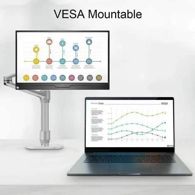 Alt view image 6 of 7 - Newsoul Portable Monitor, 15.6" IPS HDR 1920X1080 FHD Eye Care Screen USB C Gaming Monitor, Dual Speaker Computer Display HDMI Type-C VESA for Laptop PC MAC Phone w/Smart Case