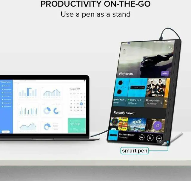 Alt view image 2 of 7 - Newsoul Portable Monitor, 15.6" IPS HDR 1920X1080 FHD Eye Care Screen USB C Gaming Monitor, Dual Speaker Computer Display HDMI Type-C VESA for Laptop PC MAC Phone w/Smart Case