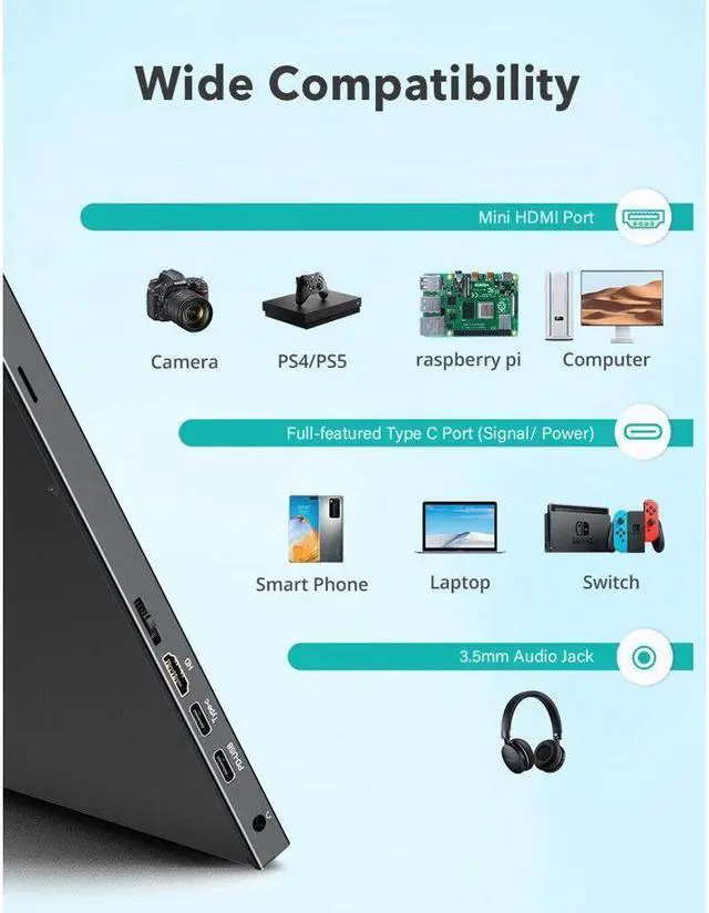 Alt view image 6 of 7 - Portable Monitor 17.3 Inch 2K, 2560X1440 USB C Portable Laptop Monitors with VESA & Smart Case 100% sRGB HDR FreeSync Travel Monitor Extender for Laptop PC MacBook Pro Xbox PS5 Phone