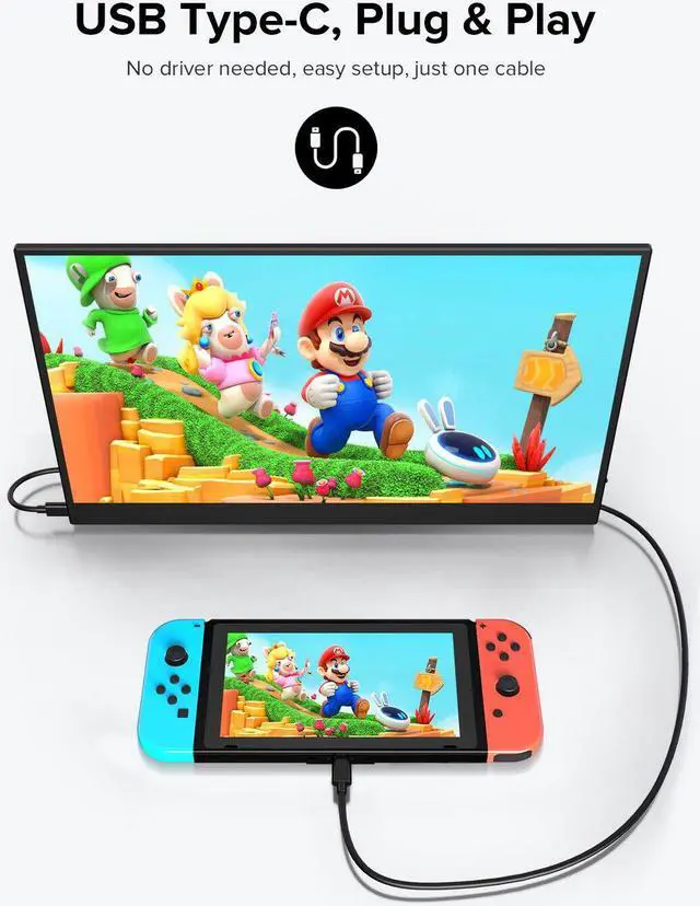 Alt view image 7 of 7 - NEWSOUL Portable Gaming Monitor 144Hz 16.1" 1080P 500Nits 1200:1 FreeSync