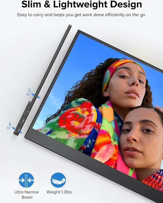 Alt view image 5 of 7 - NEWSOUL Portable Gaming Monitor 144Hz 16.1" 1080P 500Nits 1200:1 FreeSync