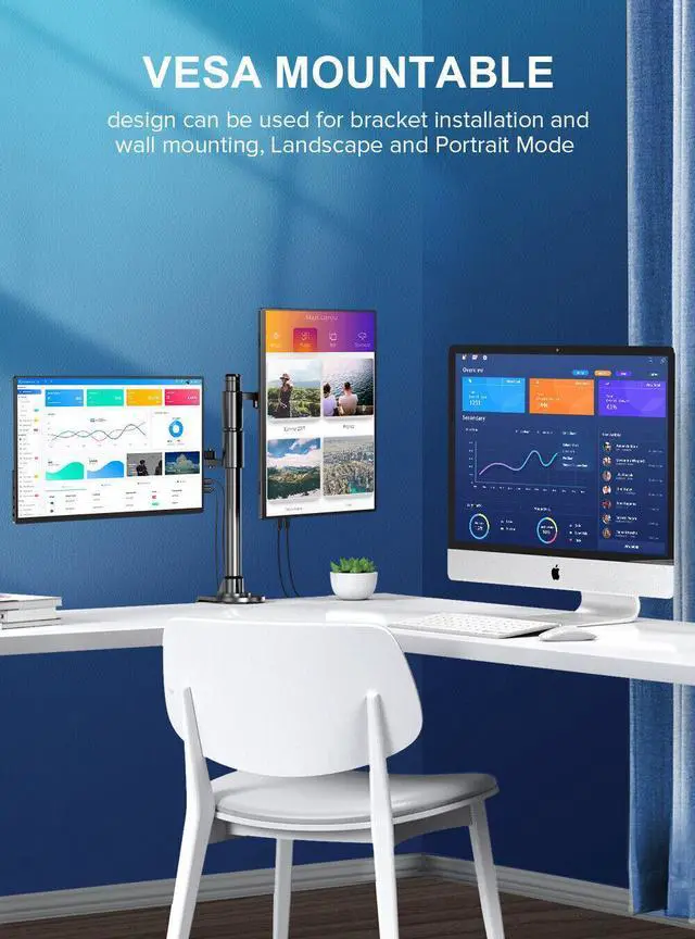 Alt view image 7 of 7 - NEWSOUL Portable Monitor 2K 16'' 500 Nits 10 Bit Frameless Portable Screen IPS HDR Eyecare USB C Gaming Monitor 2560X1600 with VESA, 1200:1 Ultra-Wide & Lightweight Extended Monitor