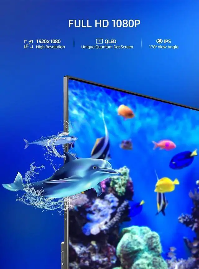 Alt view image 3 of 7 - NEWSOUL 15.6" Portable Monitor QLED 1080P DCI-P3 100% sRGB Extended Screen