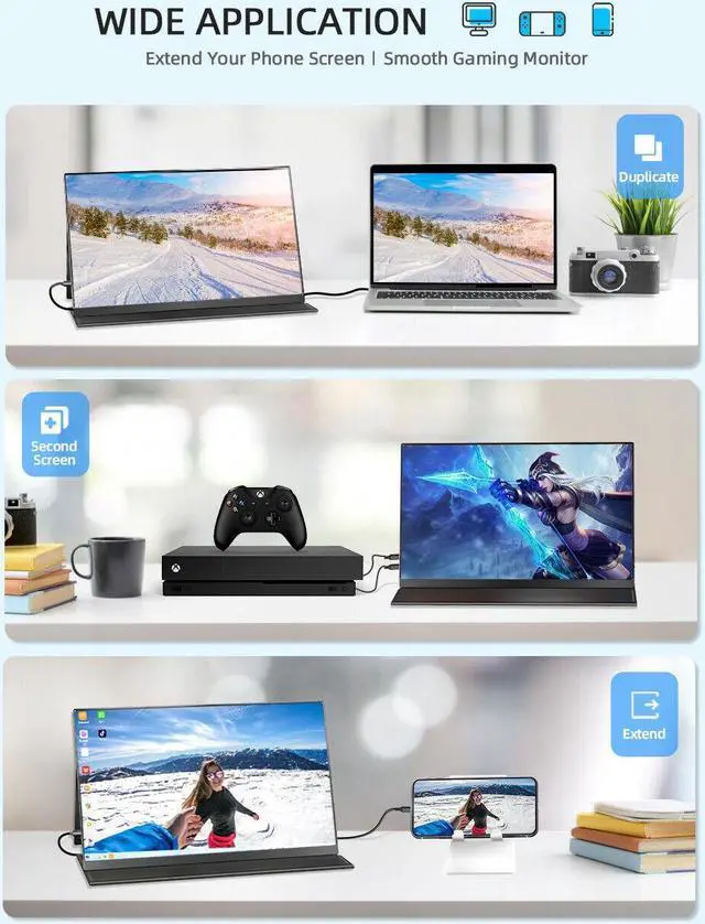 Alt view image 5 of 7 - NEWSOUL 15.6" Portable Monitor QLED 1080P DCI-P3 100% sRGB Extended Screen