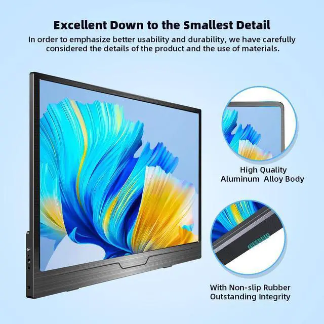 Alt view image 6 of 7 - NEWSOUL 15.6" Portable Monitor 1920*1080 Second Display HDMI Type C For Computer Laptop