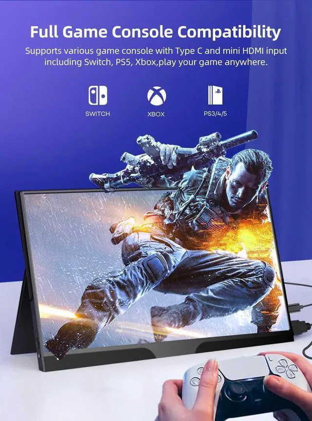 Alt view image 5 of 7 - NEWSOUL 15.6" 1080P Portable Monitor Ultra-Slim 1920*1080 For Laptop Computer