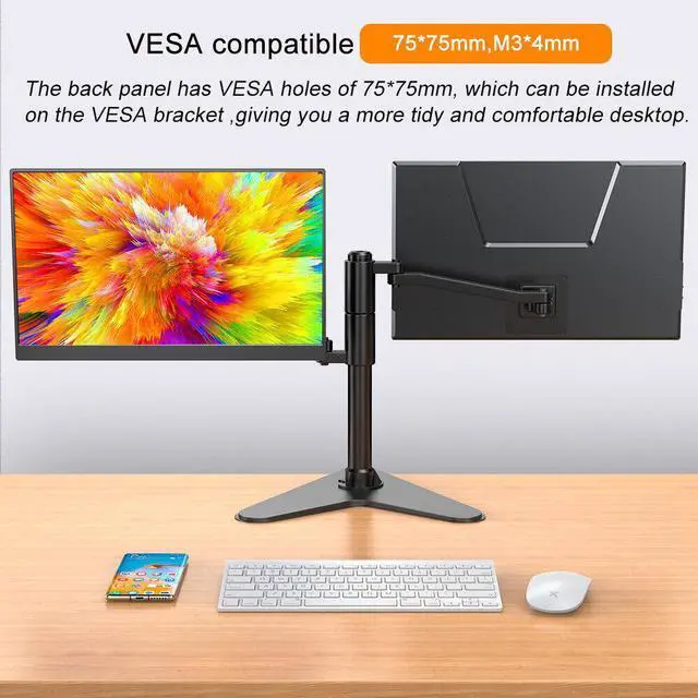 Alt view image 6 of 7 - NEWSOUL 1080P Portable Monitor Screen 17.3 Dual USB C VESA Display For Xbox PS