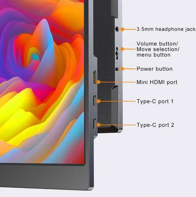Alt view image 5 of 7 - NEWSOUL 1080P Portable Monitor Screen 17.3 Dual USB C VESA Display For Xbox PS