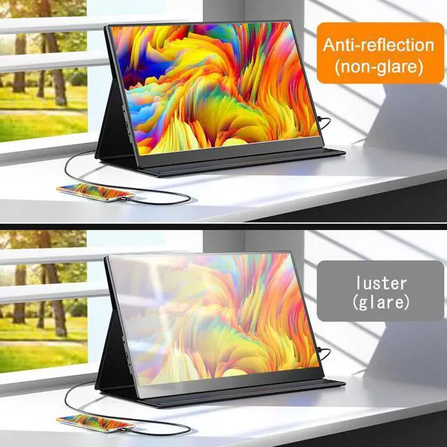 Alt view image 4 of 7 - NEWSOUL 1080P Portable Monitor Screen 17.3 Dual USB C VESA Display For Xbox PS