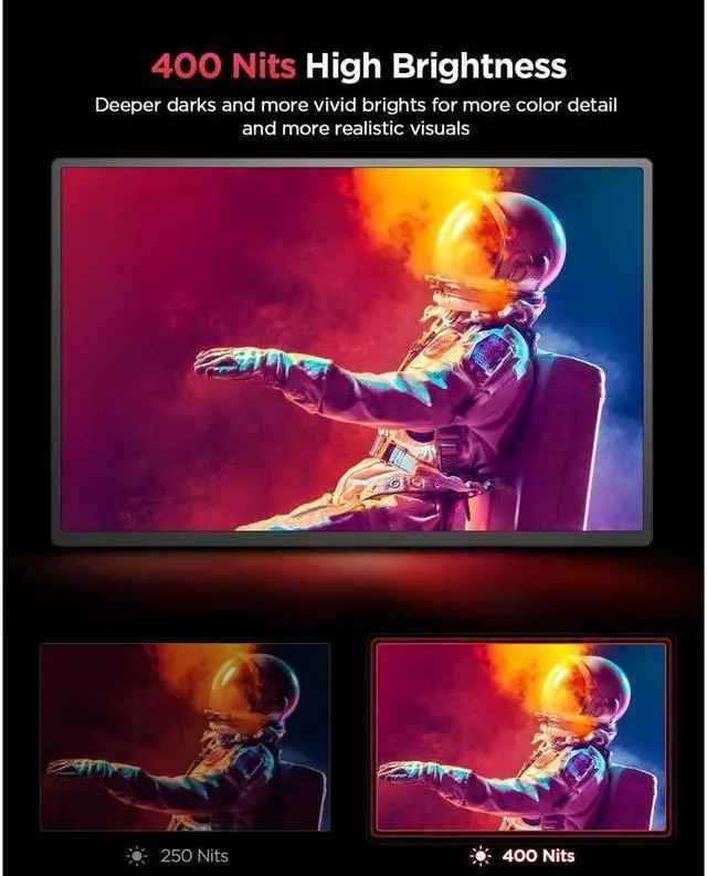Alt view image 4 of 7 - NEWSOUL 120Hz Gaming Monitor 15.6" 2K Portable Display QHD Screeen 400 Nits 1200:1 VESA