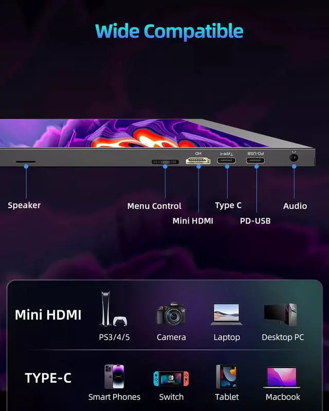 Alt view image 6 of 7 - NEWSOUL Portable Monitor 18" 2K 144Hz Gaming Monitor 2560*1600 Screen For PS 5/Xbox/Handy
