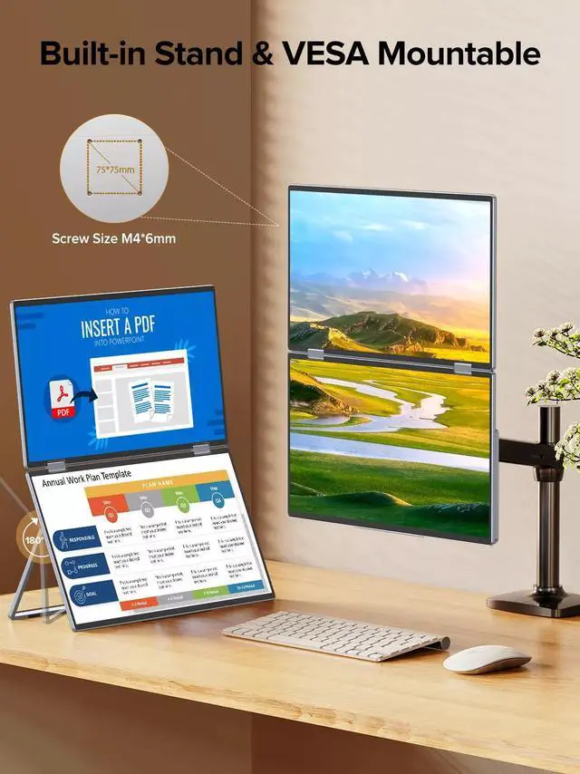 Alt view image 5 of 7 - NEWSOUL 15.6" Dual Portable Monitor Laptop Screen Extender Monitor Fold Gaming Monitor