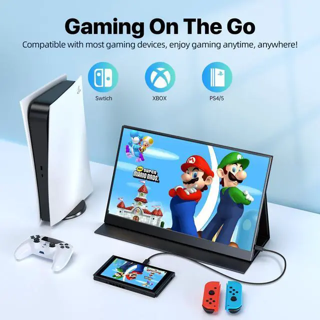 Alt view image 2 of 7 - NEWSOUL 15.6" Portable Monitor 1200:1 HDR NEW FHD Eye-care Portable Gaming Monitor For PS6 Xbox VESA Mount