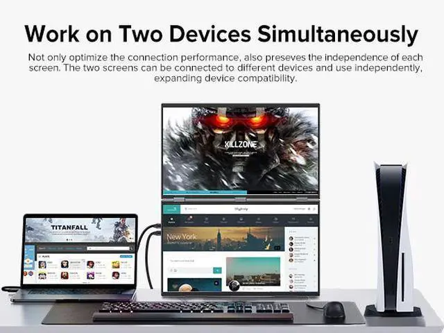 Alt view image 3 of 7 - Newsoul Delta 15.6" Dual Monitor 1080P HDR, 360° Foldable Portable Laptop Screen Extender with Stand for Laptop, PC, Phone, and Game Console (No Driver Needed)