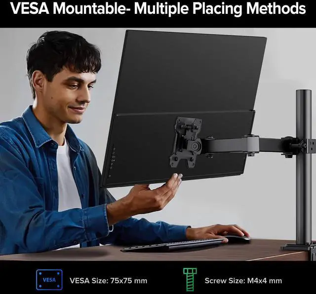 Alt view image 6 of 7 - Newsoul 24.5" 2K QHD 165Hz FreeSync IPS HDR Gaming Portable Monitor with USB-C, HDMI, VESA Mount & 180° Adjustable Stand Perfect for Laptops, Switch, Phones