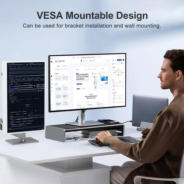 Alt view image 6 of 7 - Newsoul 15.6" Lightweight White Portable Monitor with USB-C, HDMI & Built-in Stand - 1080P External Laptop Screen