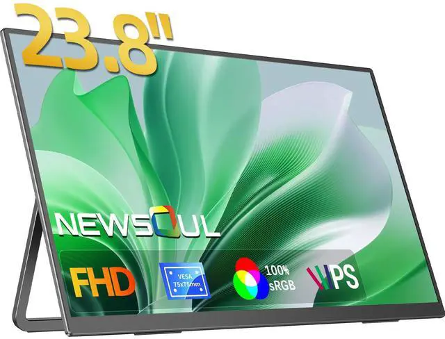 Main image of Newsoul 24 120HZ Portable Monitor w/ 180°Adjustable Kickstand & VESA, Large Portable Gaming Monitor with HDMI Type C, External Portable Monitor for Laptops, Steamdeck, MacBook, Phones, Mini PC