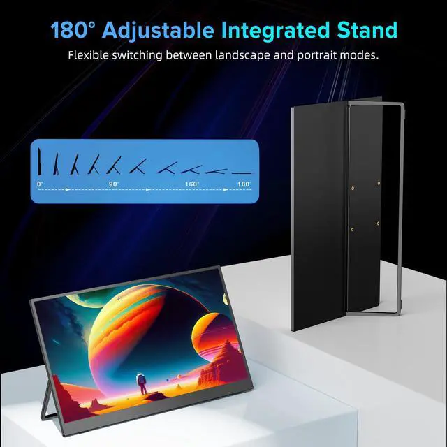 Alt view image 2 of 7 - Newsoul 17.3" 4K UHD Portable Monitor with 100% AdobeRGB, 500 Nits, FreeSync, HDR, Dual Type-C, HDMI, Eye Care, VESA, Smart Cover - For Laptops, PCs, Phones