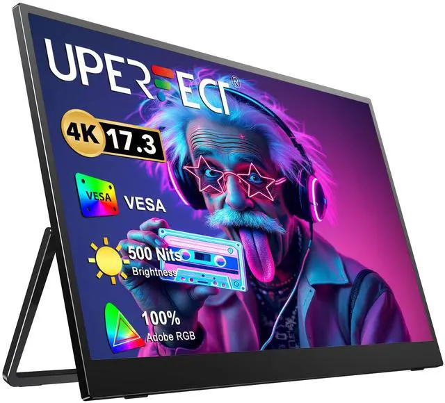 Main image of Newsoul 17.3" 4K UHD Portable Monitor with 100% AdobeRGB, 500 Nits, FreeSync, HDR, Dual Type-C, HDMI, Eye Care, VESA, Smart Cover - For Laptops, PCs, Phones