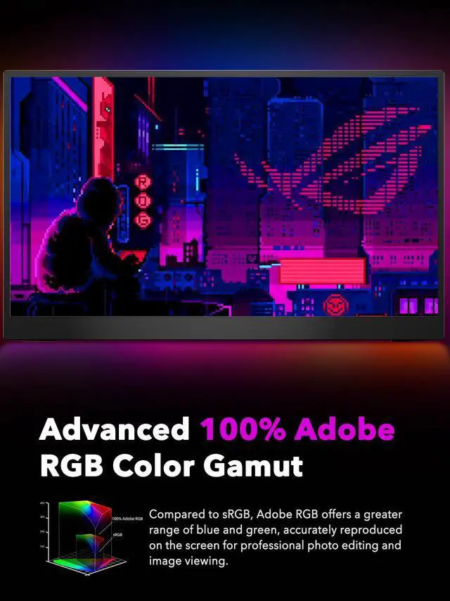 Alt view image 3 of 7 - Newsoul 17.3" 4K UHD Portable Monitor with 100% AdobeRGB, 500 Nits, FreeSync, HDR, Dual Type-C, HDMI, Eye Care, VESA, Smart Cover - For Laptops, PCs, Phones