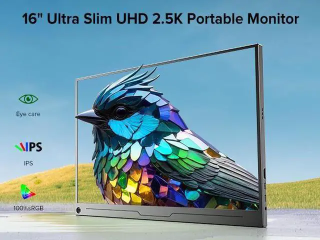 Alt view image 3 of 7 - Newsoul Portable Monitor 16" 2.5K 2560x1600  Gaming Monitor 100%sRGB USB C HDMI for PS Xbox