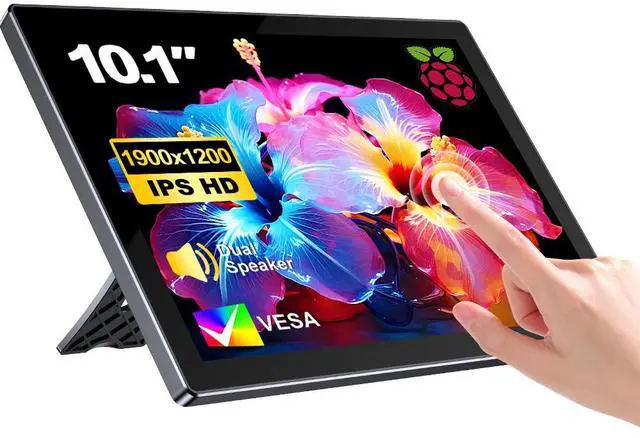Alt view image 2 of 7 - Newsoul 10.1" 1920x1200 Portable Touchscreen Monitor for Raspberry Pi 4B/3B+/3B with Case, Fan, Stand, VESA, Speaker, Type-C & HDMI