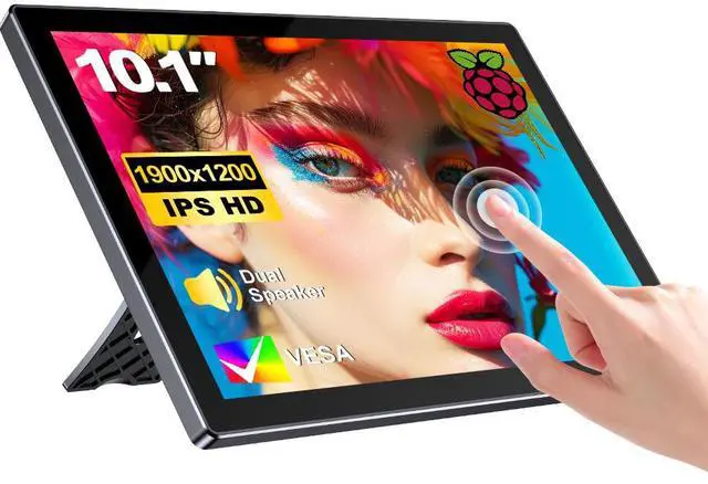 Alt view image 3 of 7 - Newsoul 10.1" 1920x1200 Portable Touchscreen Monitor for Raspberry Pi 4B/3B+/3B with Case, Fan, Stand, VESA, Speaker, Type-C & HDMI