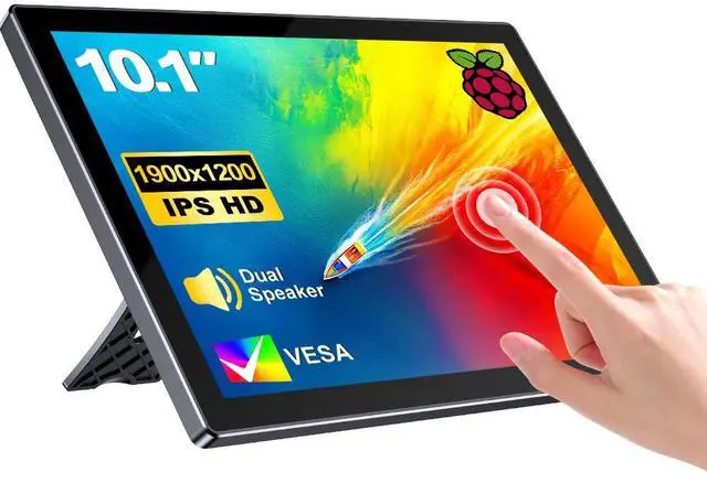 Alt view image 7 of 7 - Newsoul 10.1" 1920x1200 Portable Touchscreen Monitor for Raspberry Pi 4B/3B+/3B with Case, Fan, Stand, VESA, Speaker, Type-C & HDMI
