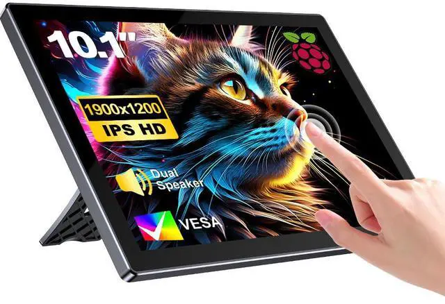 Alt view image 5 of 7 - Newsoul 10.1" 1920x1200 Portable Touchscreen Monitor for Raspberry Pi 4B/3B+/3B with Case, Fan, Stand, VESA, Speaker, Type-C & HDMI