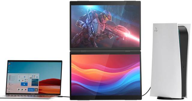 Alt view image 6 of 7 - Newsoul 16" 2.5K Delta Pro Touch Dual Monitor with Touch Pen: One-Line Setup, Capacitive Pen Support & Ergonomic Stacking Stand