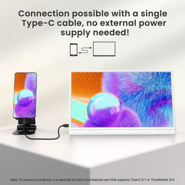 Alt view image 6 of 7 - Newsoul Portable Monitor for Laptop W/ Stand 180° Adjustable 15.6 Inch FHD 1080P IPS Eye Care Screen, Dual Speaker Travel Monitor for Laptop PC Phone PS5/4 Xbox Switch