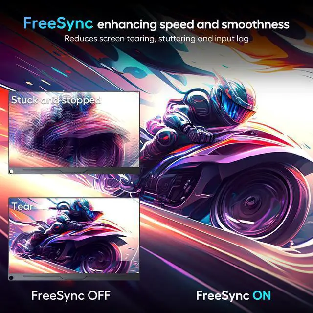 Alt view image 6 of 7 - Newsoul 2K 144Hz Portable Gaming Monitor 18" 100% DCI-P3, FreeSync, HDR, VESA Mount, Eye-Care