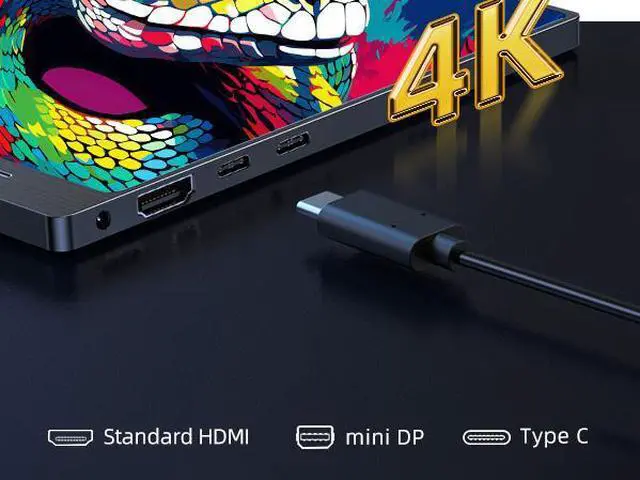 Alt view image 2 of 7 - Newsoul 15.6" 4K UHD FreeSync Monitor with 100% AdobeRGB, 450 Nits Brightness, Dual Type-C, HDMI, VESA Mount & Smart Case