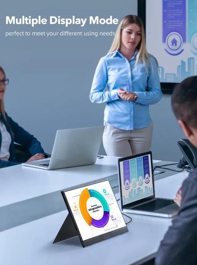 Alt view image 6 of 7 - Newsoul True 4K Portable Monitor, 15.6" UHD IPS 3840x2160, 600 Nits Brightness, 100% AdobeRGB, USB-C, HDMI, OTG, HDR, FreeSync, Dual Speakers, Arch Metal Frame, Smart Case Included