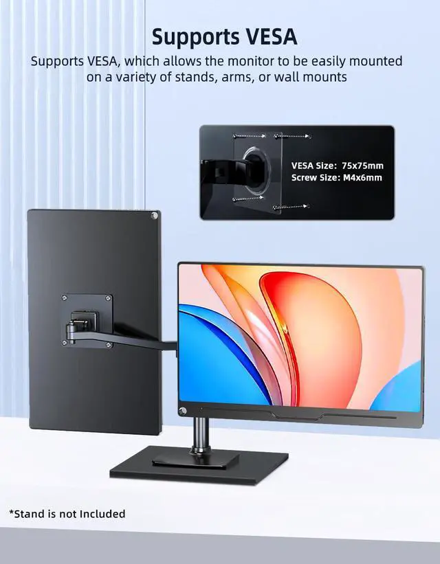 Alt view image 7 of 7 - NEWSOUL 16" 120Hz 2K Portable Monitor 2560*1600 Gaming Monitor With VESA hole IPS Standard HDM C model For PS4 5
