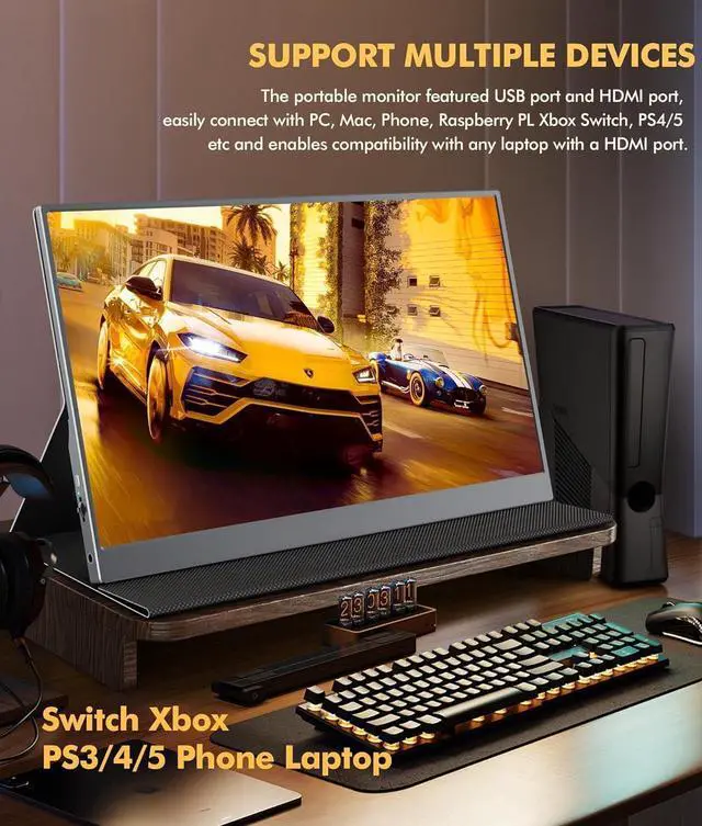 Alt view image 7 of 7 - NEWSOUL 15.6" 1080P FHD IPS Portable Monitor with USB-C & Mini HDMI, 2000:1 Contrast Ratio, 400nits Brightness, 100% sRGB, 178° Viewing Angle, Multiple Display Modes for Travel