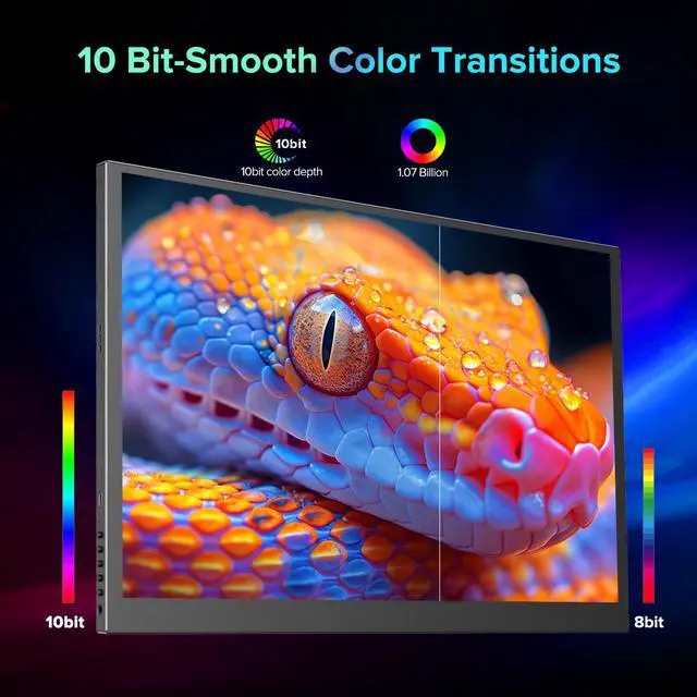 Alt view image 2 of 7 - Newsoul 18.4" 4K UHD Portable Monitor with HDR, 10-bit Color, FreeSync, VESA Mount, USB-C, Mini HDMI, and Leather Case for Laptop, Phone, and Gaming Console