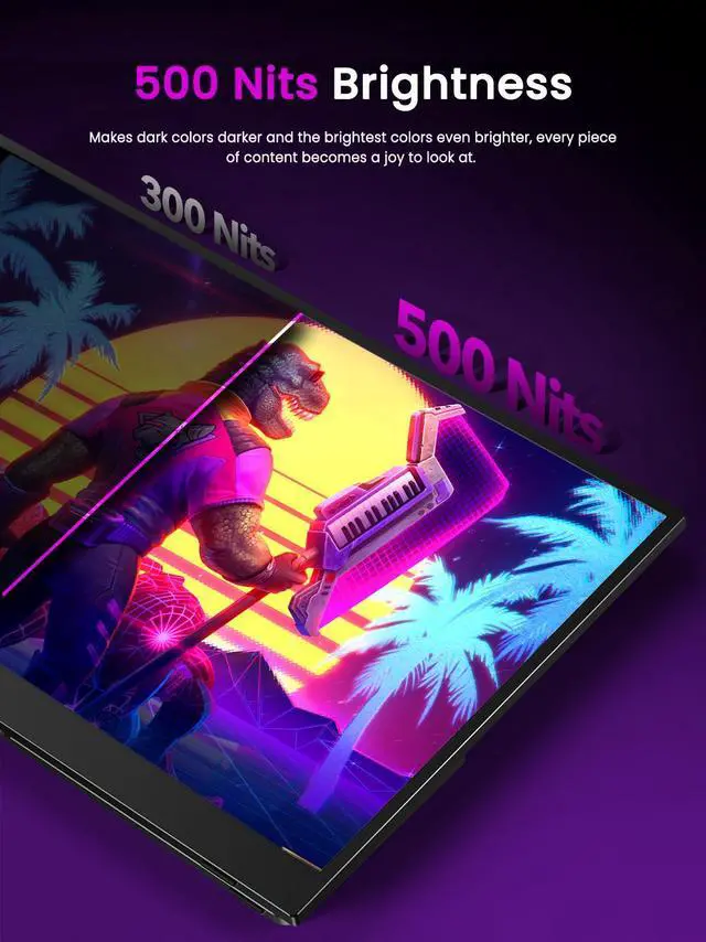 Alt view image 4 of 7 - 17.3" Portable Monitor 4K UHD HDMI USB C For Xbox PS5 Switch VESA Compatiable