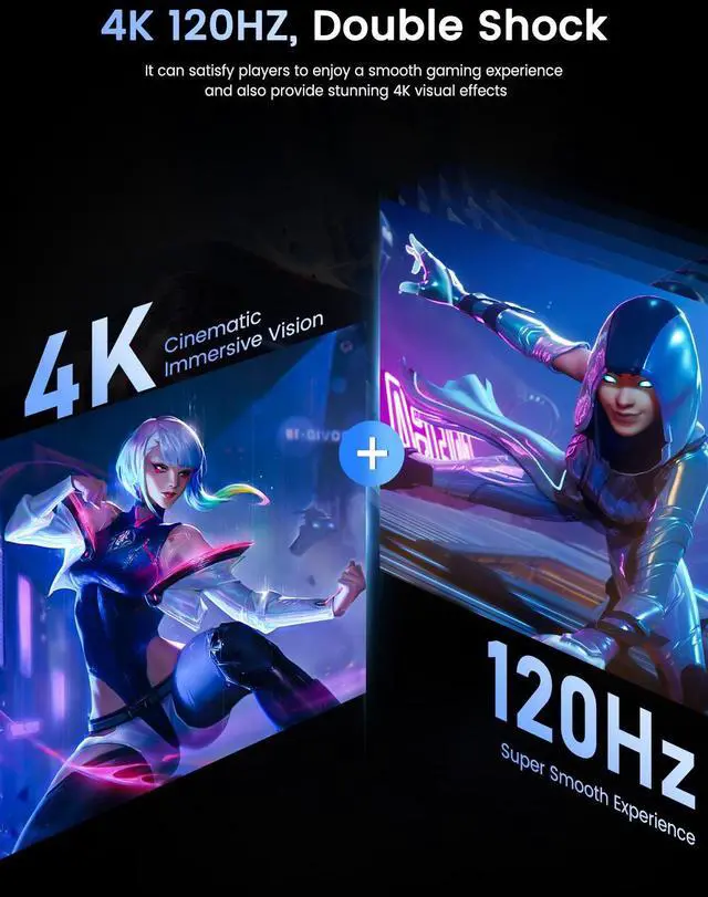 Alt view image 3 of 7 - Newsoul 17.3" 4K UHD Gaming Monitor  120Hz, 0.1ms IPS, HDR 500, 100% DCI-P3, HDMI/USB-C, VESA Mount, Adjustable Stand for PC, PS5, Xbox
