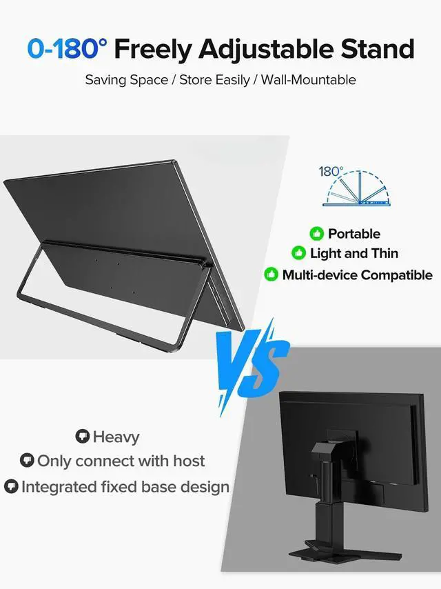 Alt view image 7 of 7 - Newsoul 24.5" 2K Gaming Monitor  165Hz, 1ms, FreeSync, QHD IPS HDR Touchscreen, HDMI & USB-C  Adjustable Stand for PC & Console Gaming