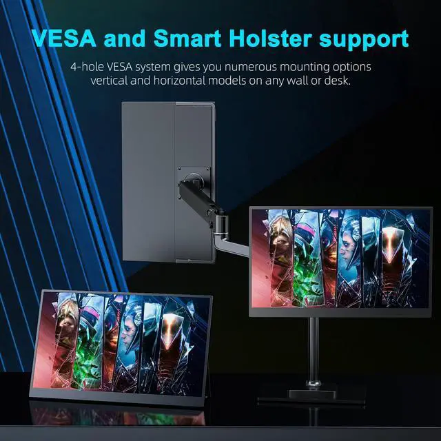 Alt view image 5 of 6 - Newsoul 17.3" 2K Gaming Monitor - 144Hz, FreeSync, HDR, 100% DCI-P3, VESA Mount & Dual Speakers for PC & Console