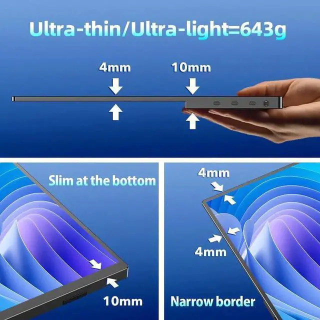 Alt view image 6 of 7 - UPERFECT Portable Monitor 16 Inch 2K 60HZ 2560x1600 QHD Screen HDR LCD Display 16:10 Screen with VESA Mountable
