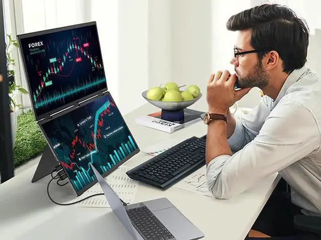 Alt view image 5 of 7 - UPERFECT Delta 15.6" Dual Monitor 1080P HDR, 360° Foldable Portable Laptop Screen Extender with Stand for Laptop, PC, Phone, and Game Console (No Driver Needed)