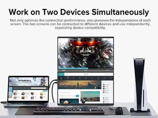 Alt view image 3 of 7 - UPERFECT Delta 15.6" Dual Monitor 1080P HDR, 360° Foldable Portable Laptop Screen Extender with Stand for Laptop, PC, Phone, and Game Console (No Driver Needed)