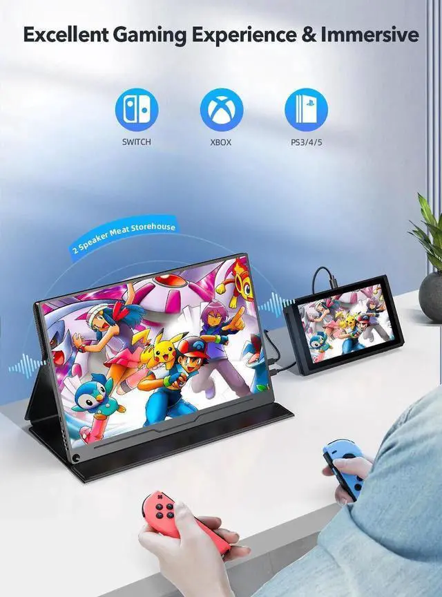 Alt view image 7 of 7 - UPERFECT 13.3 Inch Portable Monitor, 1080 FHD Ultra-thin External Monitor, IPS Screen with HDMI Type C, OTG, Eye Care Gaming Screen for PS3 PS4 Xbox Laptop Phone PC Mac