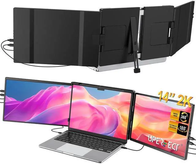 Main image of UPERFECT 2K 14" 360° Swivel Hinge Laptop Screen Extender, QHD IPS Portable Dual Monitor for 13.3"-17.3" Laptops - Plug & Play with Mac, Win, Android