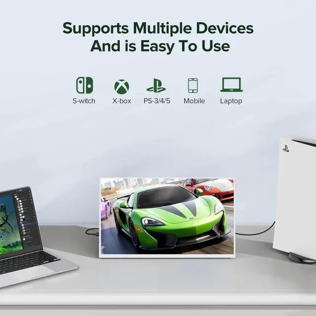 Alt view image 2 of 7 - UPERFECT Portable Monitor W/ Kickstand, 15.6" 1080P FHD Laptop Monitor USB C HDMI External Screen for Mac Phone Xbox Switch, White