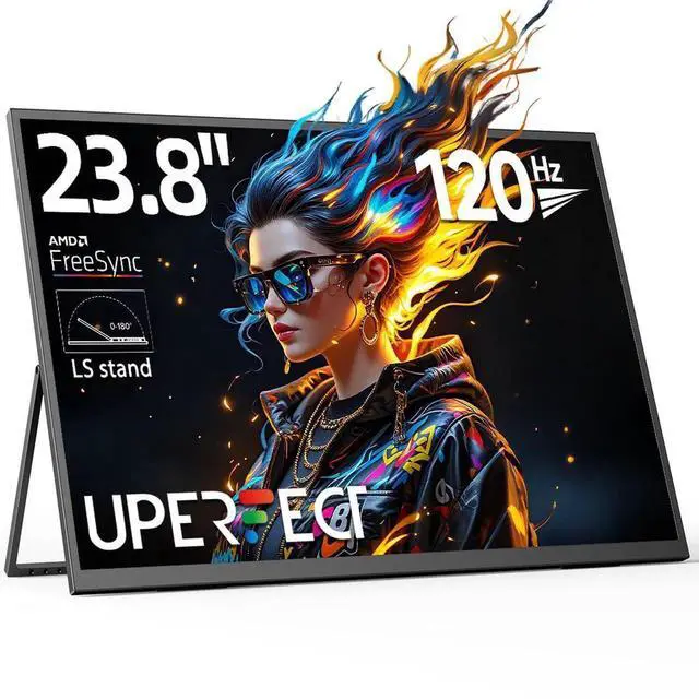 Main image of UPERFECT 24" 120Hz QLED Portable Touchscreen Monitor 1080P FHD 125% sRGB 400 Nits 10-Point Touch HDMI USB-C Adjustable Stand VESA