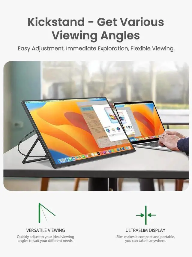 Alt view image 6 of 7 - UPERFECT 24.5" 165Hz 2K QHD Touchscreen Portable Monitor 2560x1440 IPS 1ms FreeSync HDR10 100% sRGB USB-C HDMI VESA